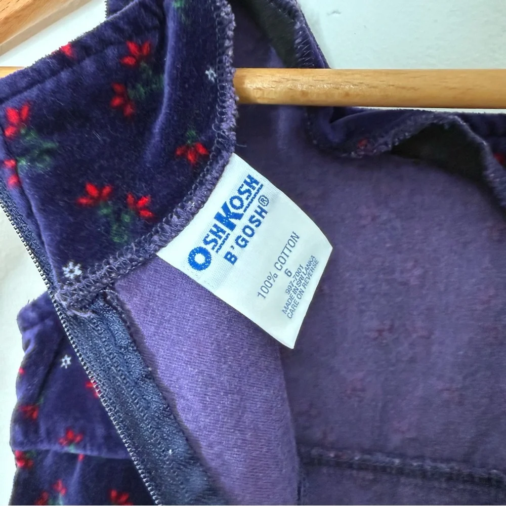 VTG OshKosh Velvet Dress Girls Size 6‎ Floral Cottagecore Y2K Holiday Cottage